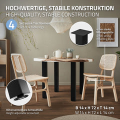Tafelpoten - Metaal - Set van 4 - 72 cm - Zwart - ML-Design