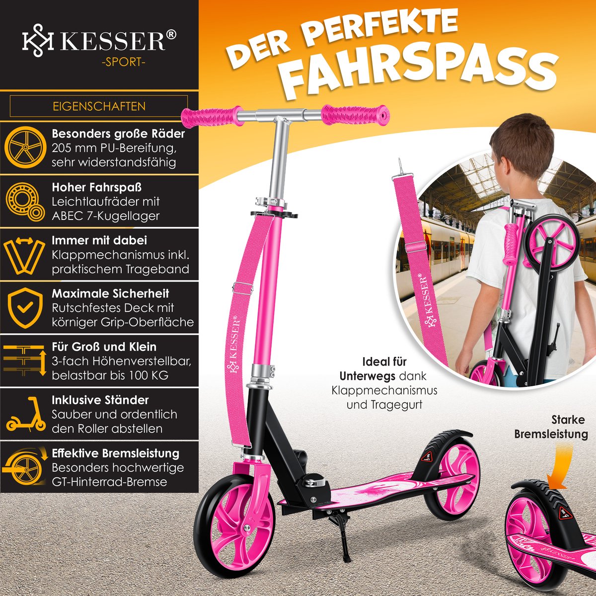 KESSER® Kinderstep - Opvouwbaar - Verstelbaar - Roze