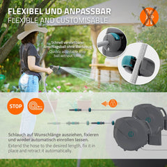 Wandslangenbox - Tuinslanghaspel - Tuinslang met haspel - 30 meter - Grijs - ECD Germany