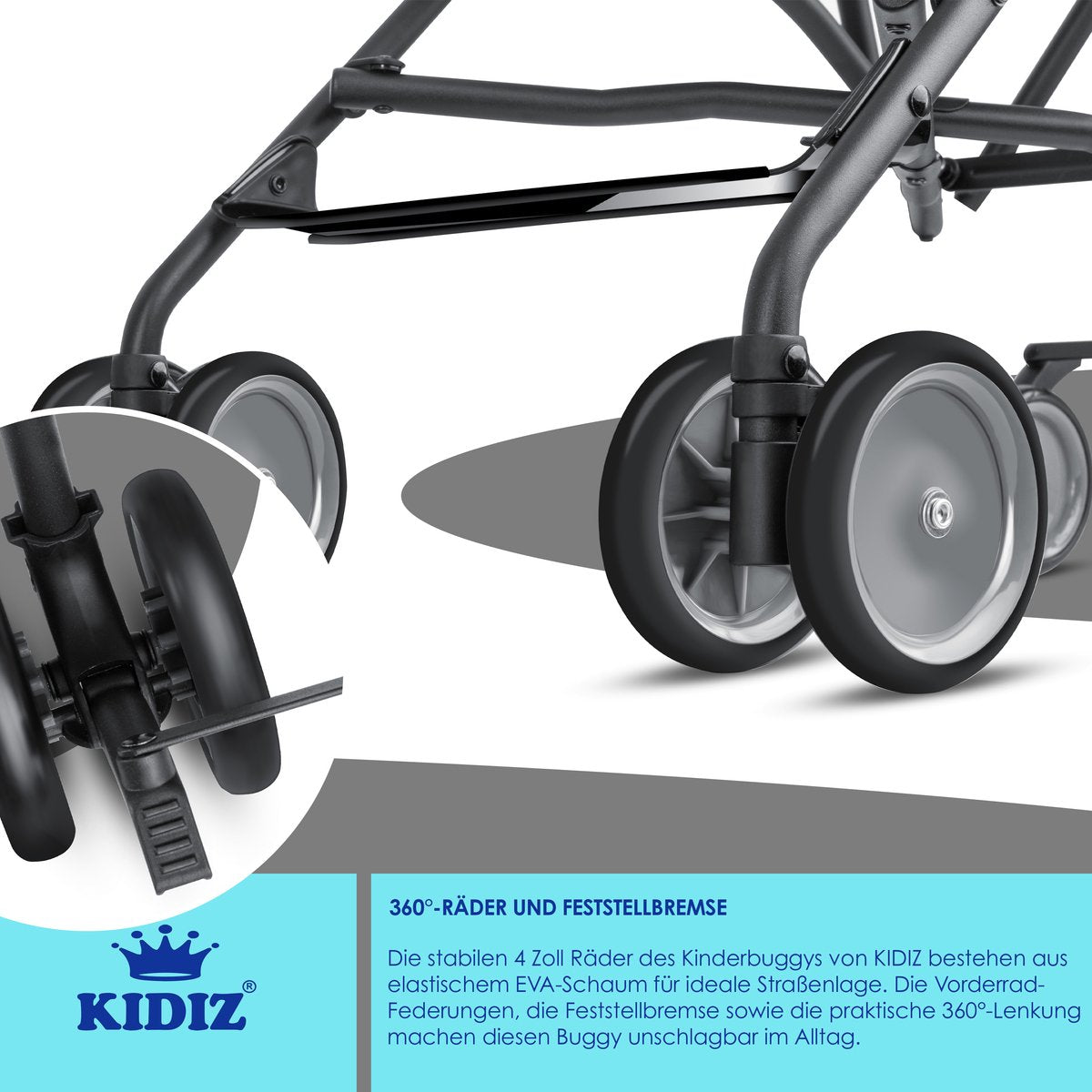 KIDIZ® Kinderwagen - Wandelwagen - Kinderbuggy - Zwart