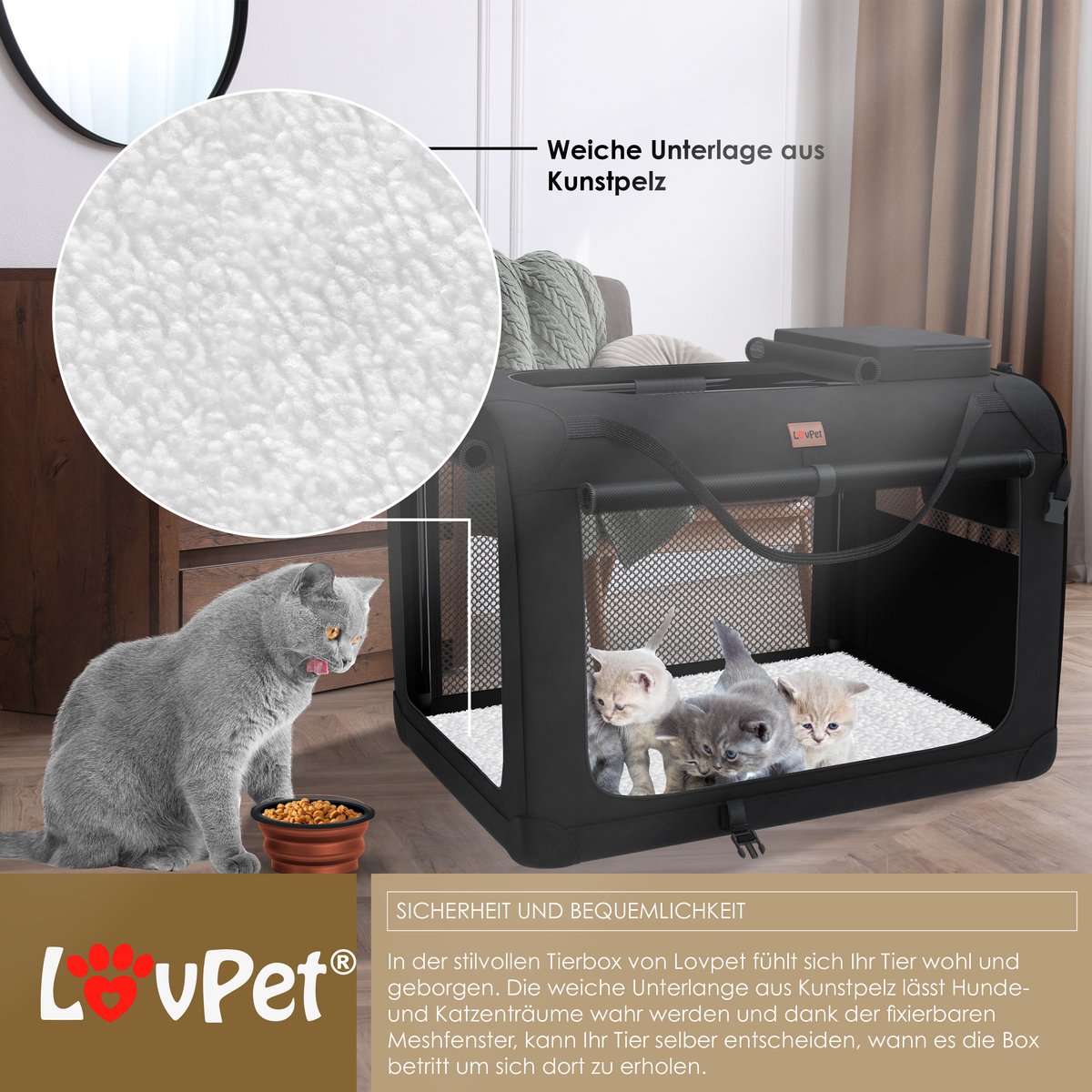 LOVPET® Hondenbench - Hondenbox - Transportbox - 102x69x69 - Zwart