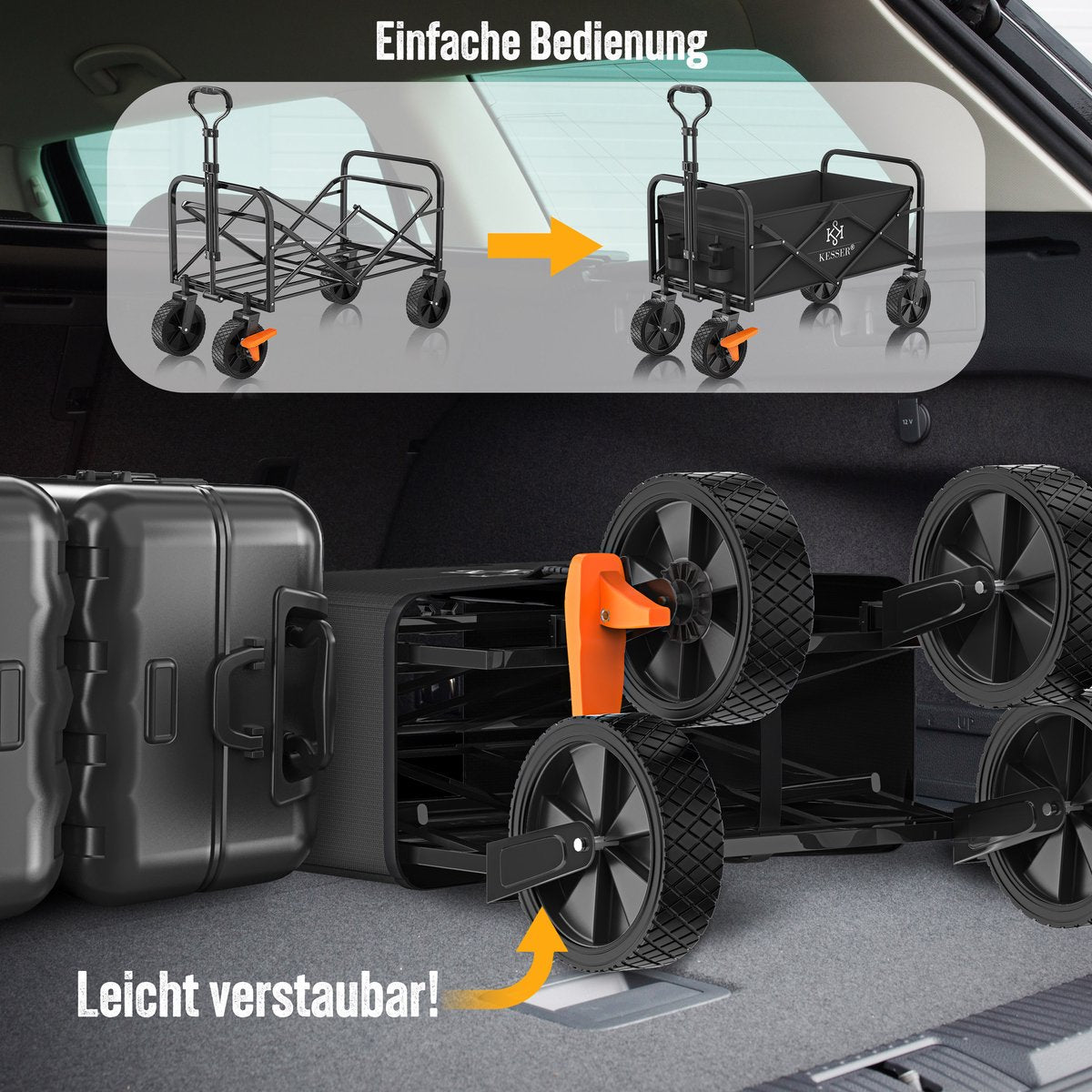 KESSER® Bolderkar - Opvouwbaar - Bolderwagen  - Zwart