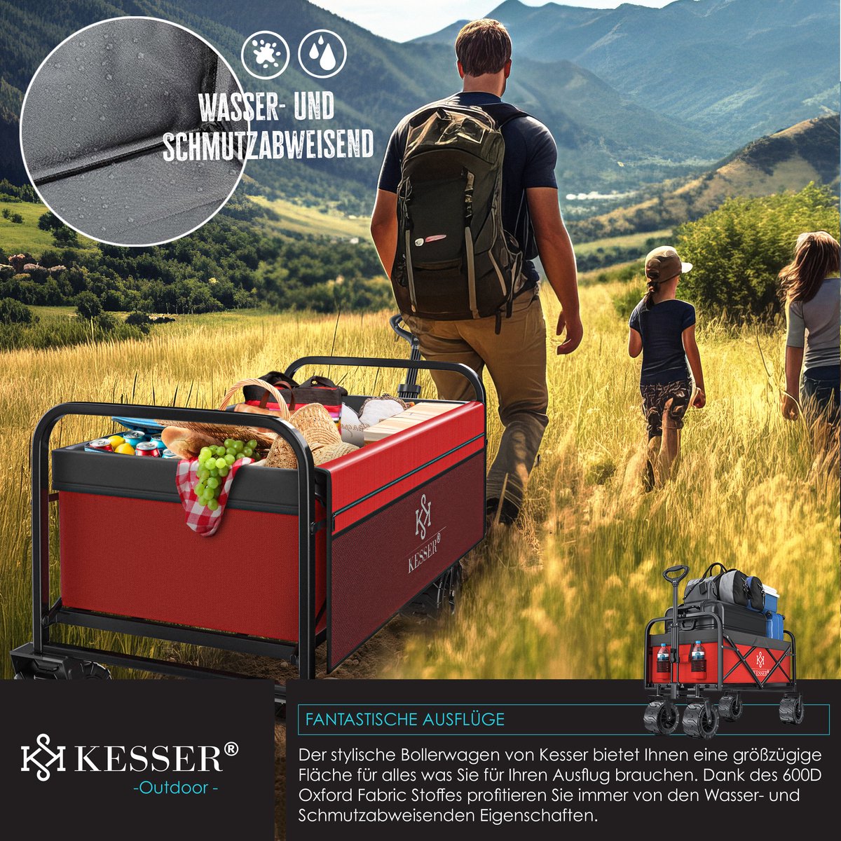 KESSER® Bolderkar - Opvouwbaar - Bolderwagen - Rood