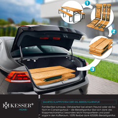 KESSER® 1x Biertafel met 2x banken opvouwbaar - biertafelset (220 x 50 x 77cm) 2x bierbanken 1x biertafel - 3-delige biertentset feesttent set inclusief 12 delige vloerbeschermer set - Bruin