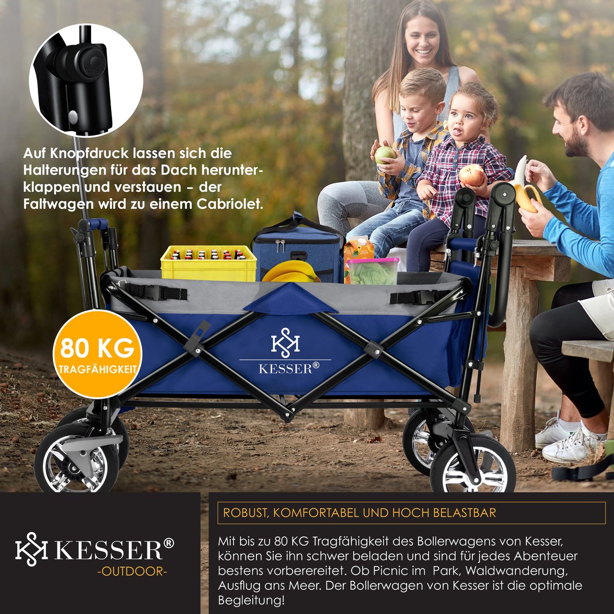 KESSER® Bolderkar - Opvouwbaar - Bolderwagen - Blauw •