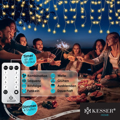LED Lichtgordijn - Kerstversiering  - Kerstverlichting - 600 LED's - KESSER®