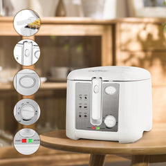 Aigostar Indra 30HEX - Frituurpan - 2,5 Liter - Koude zone - 1650W - wit