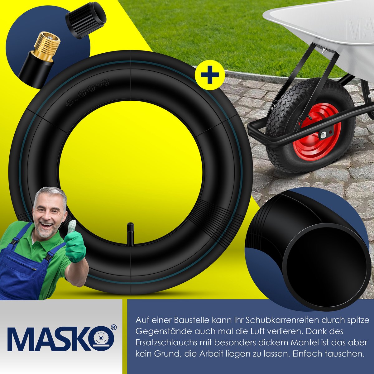 MASKO® Kruiwagen - 100L - Tot 250kg - Zilver