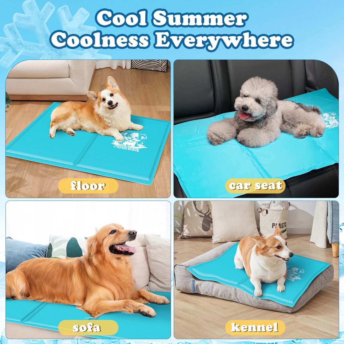 Nobleza Koelmat voor honden en katten - 70x110 cm - Blauw