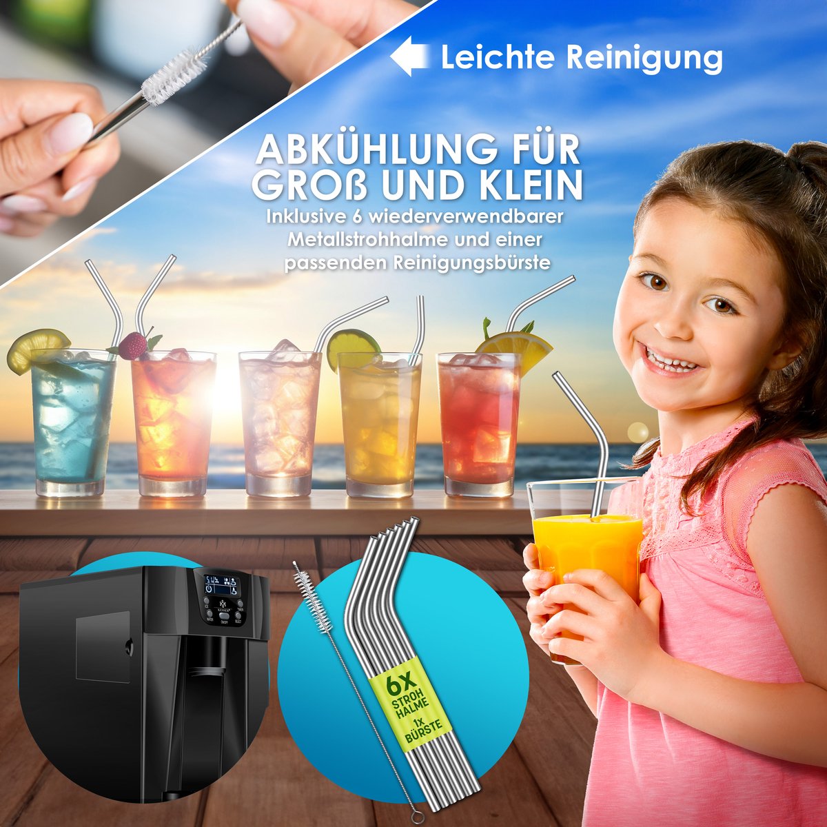 IJsblokjesmachine – 12kg/24 uur – IJsmachine - IJsblokjesmaker - Zwart - KESSER® •