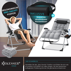 Tuinstoel - Ligstoel - Verstelbaar - Opvouwbaar - Grijs - KESSER®