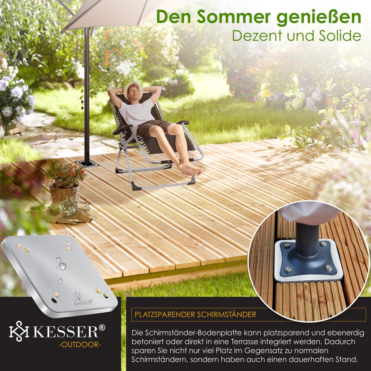 KESSER® Parasolstandaard - Grondanker - Zilver
