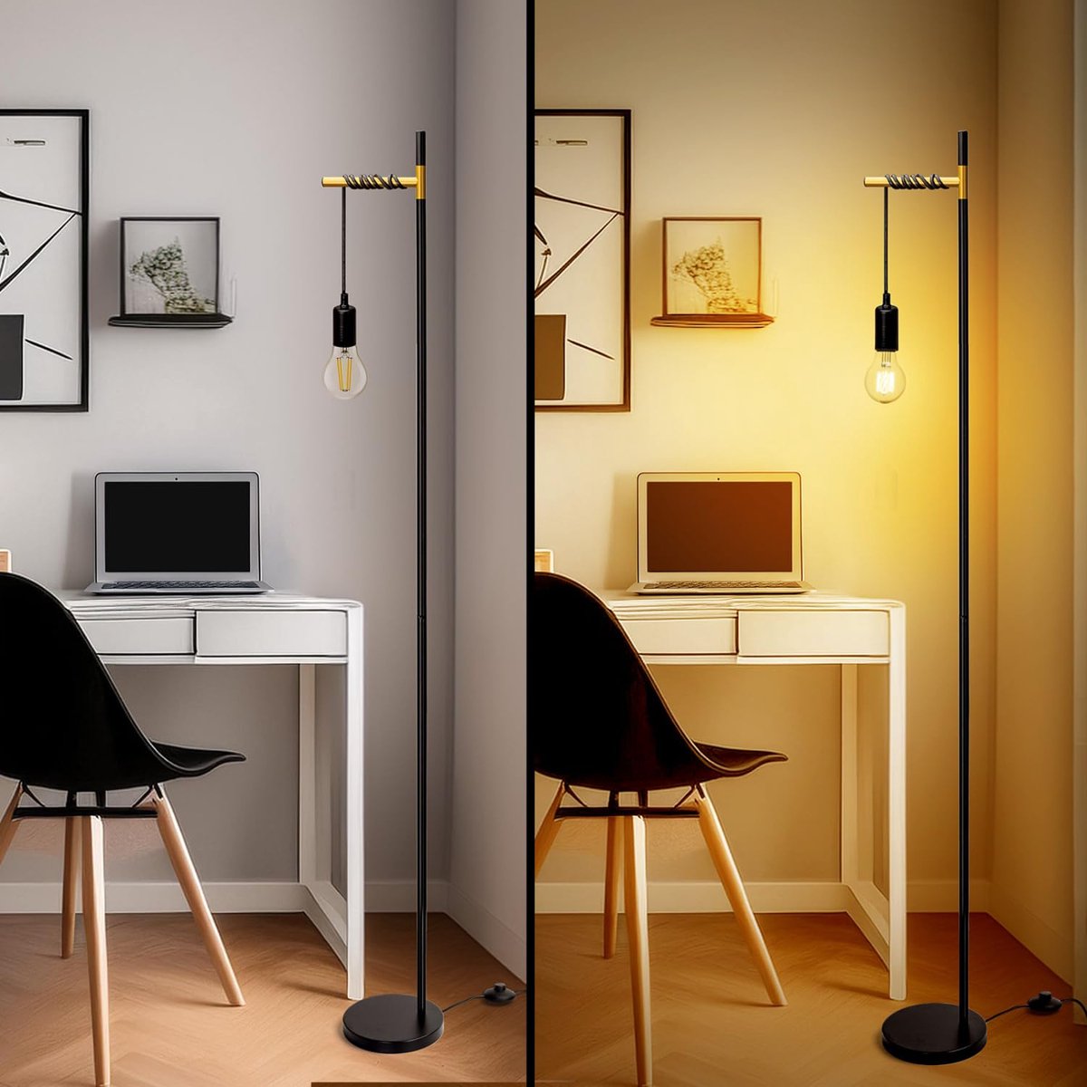 Aigostar Staande lamp - Industriële Vloerlamp - Zwart
