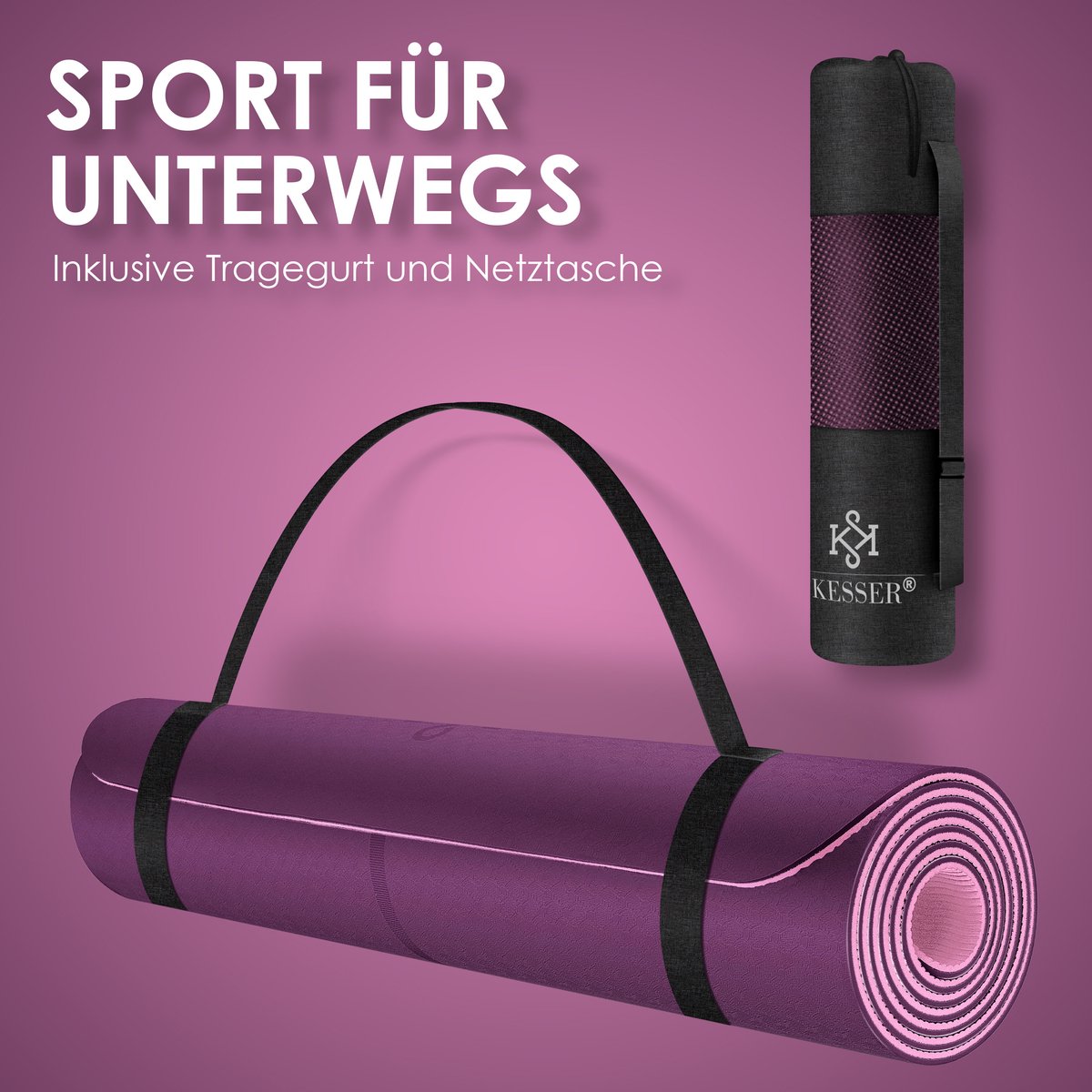Yoga mat - Fitness mat - Sport mat - Anti slip - Extra dik - Paars