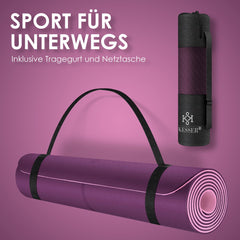 Yoga mat - Fitness mat - Sport mat - Anti slip - Extra dik - Paars