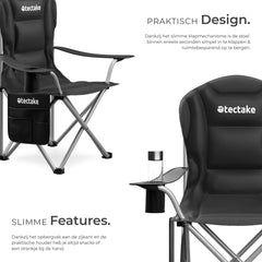 Campingstoel - Visstoel - Vouwstoel - Kampeerstoel - Zwart - Tectake®