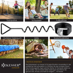 KESSER® 4x grondanker - Inc. Spanbanden - 40cm - RVS - Zwart