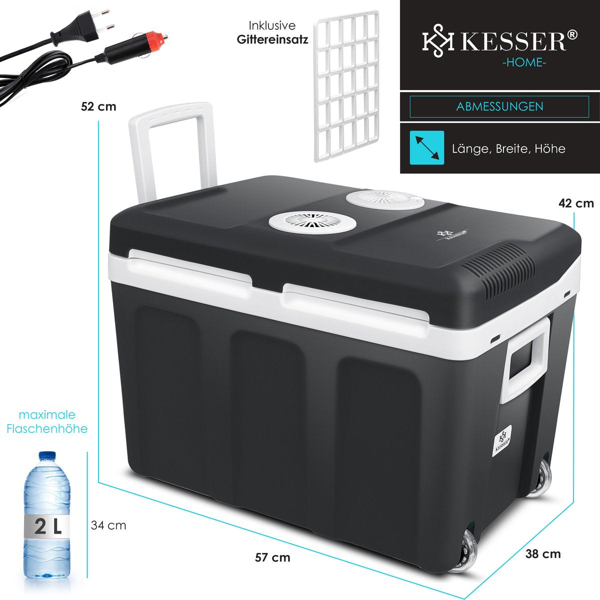 KESSER® Thermo-Elektrische Koelbox – 40L – 12V/230V – Antraciet