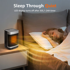 Taylor Swoden Fiery - Elektrische Kachel - Keramische Kachel - 4 StandenTimer - Met Thermostaat - Met Afstandsbediening - Roterend - 1500W - Zwart