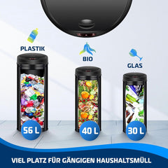 KESSER® Sensor Prullenbak - Afvalbak - Vuilnisbak - 56L - Zwart