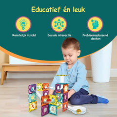 Magnetic Tiles - Speelgoed - 100 Stuks - Knikkerbaan - Magnetische Tegels - Montessori - Bouwstenen - Blokken - Magna Wereld - Voor 3, 4, 5, 6, 7, 8, 9 Jaar - Kinderen - Olvy
