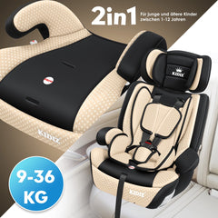 KIDIZ® Autostoeltje - 5-punts veiligheidsgordel - Beige
