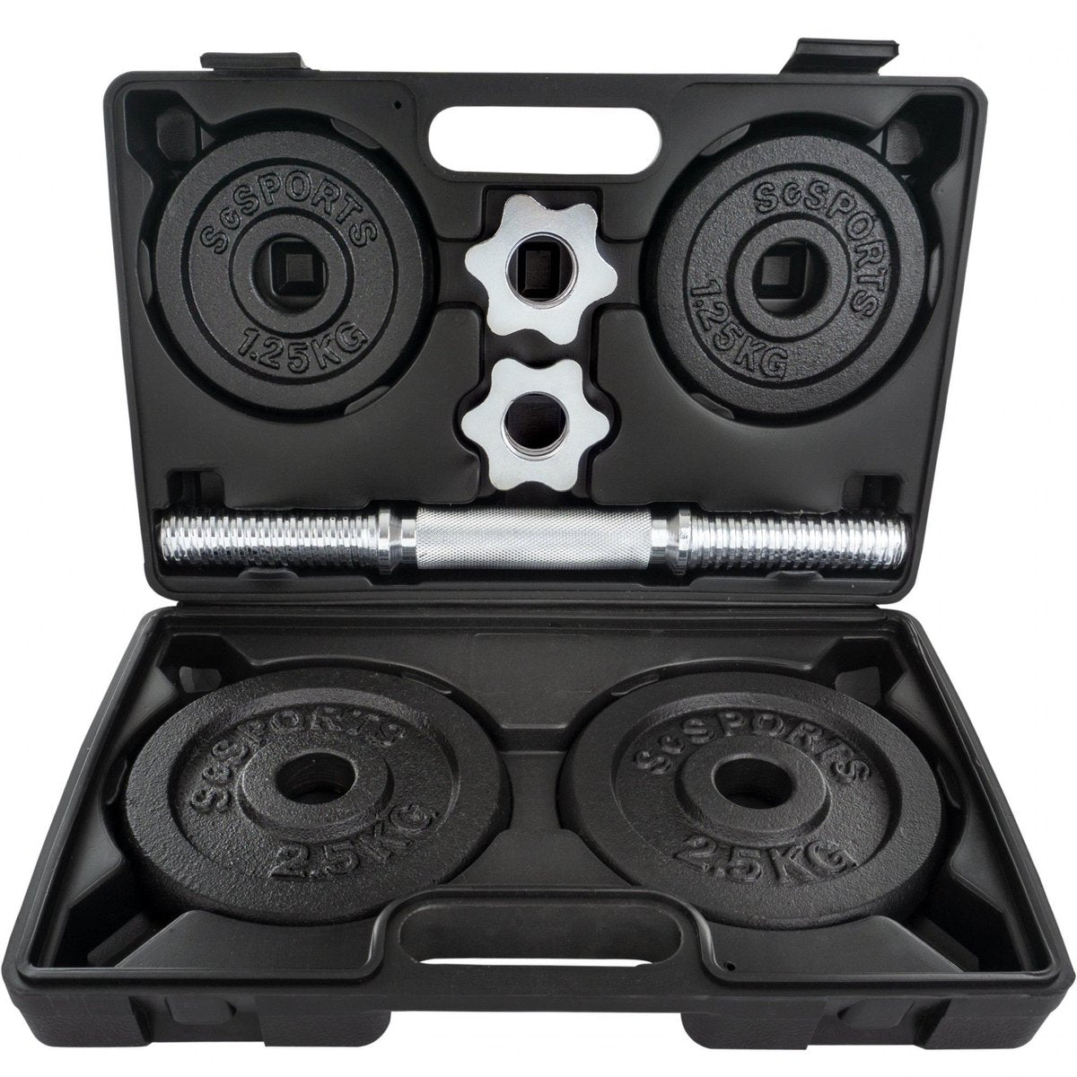 ScSPORTS® Halterset 10 kg - Dumbbells incl. handige koffer - Gietijzer - 30 mm - Gewichten •