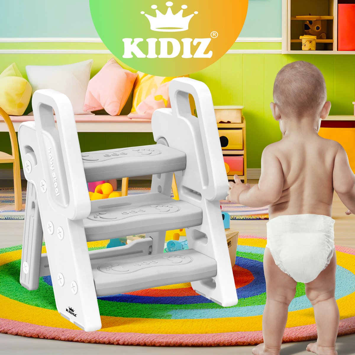KIDIZ® Opvouwbare leertoren vanaf 18 maanden tot 6 jaar - Wit •