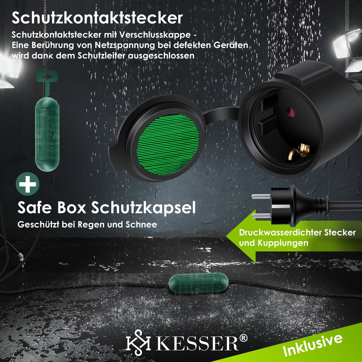 KESSER® Verlengkabel 40 meter voor binnen en buiten IP44 - Zwart