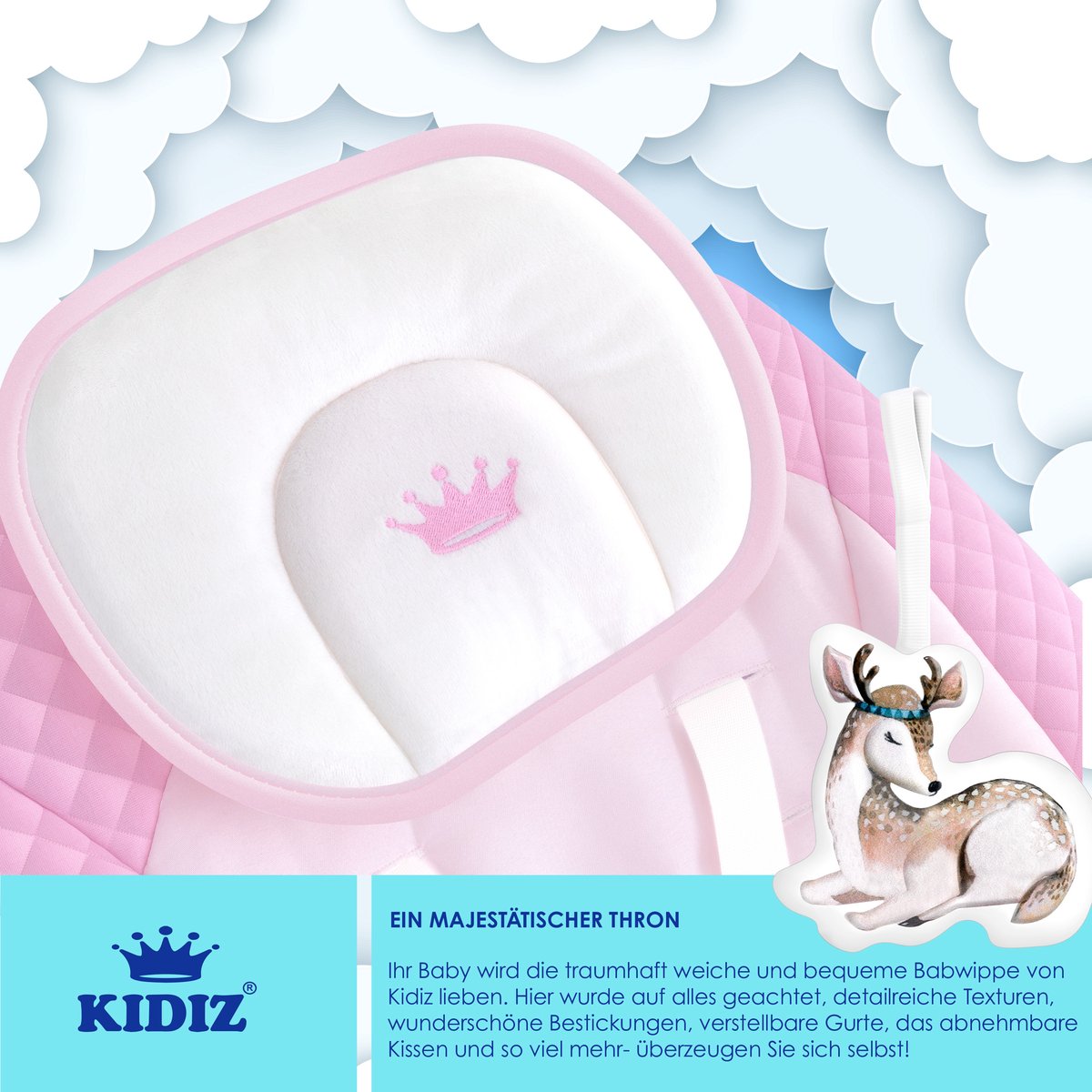 Wipstoel - Babyschommel - Baby Swing -  max 9kg - Roze - KIDIZ®