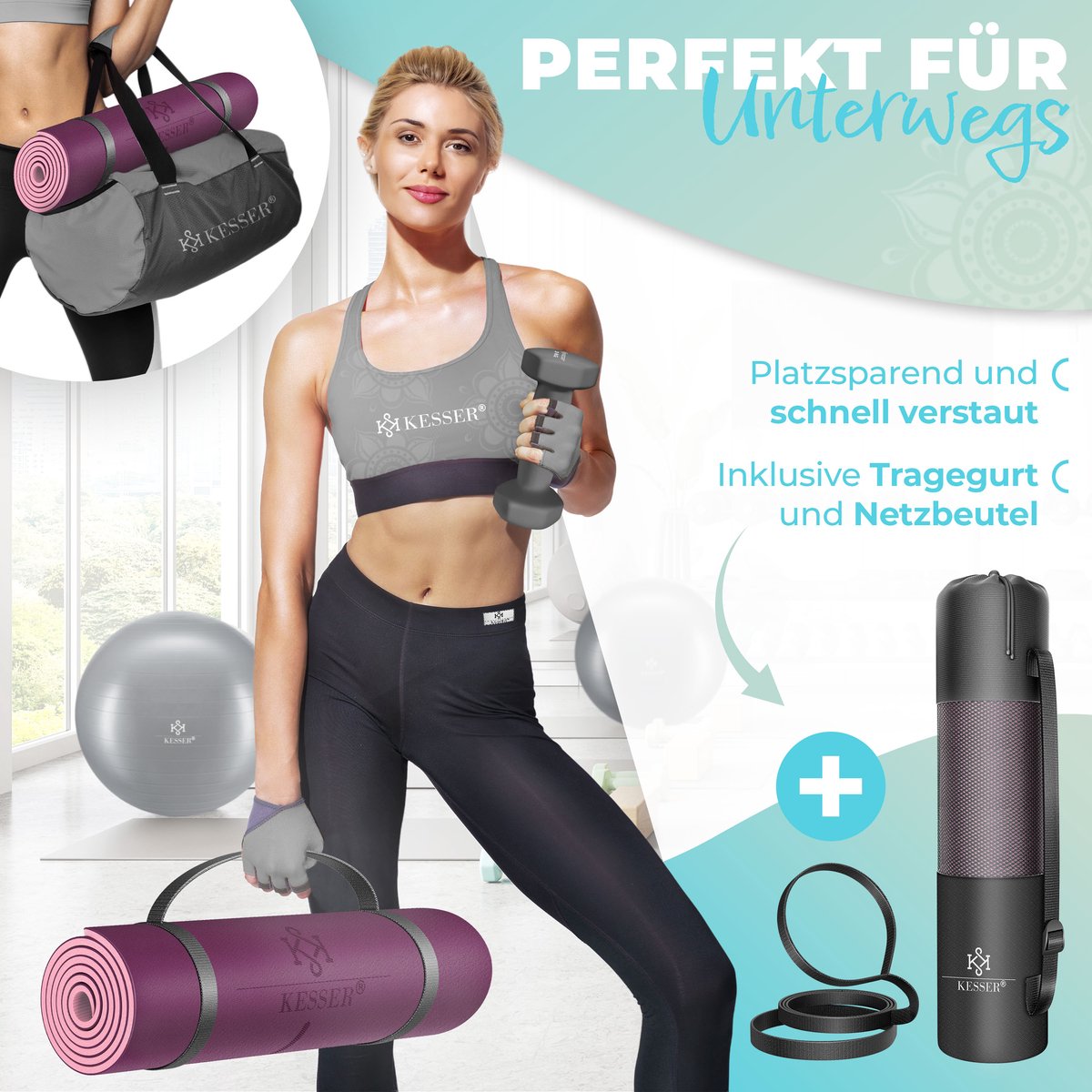 Yoga mat - Fitness mat - Sport mat - Anti slip - Extra dik - Paars