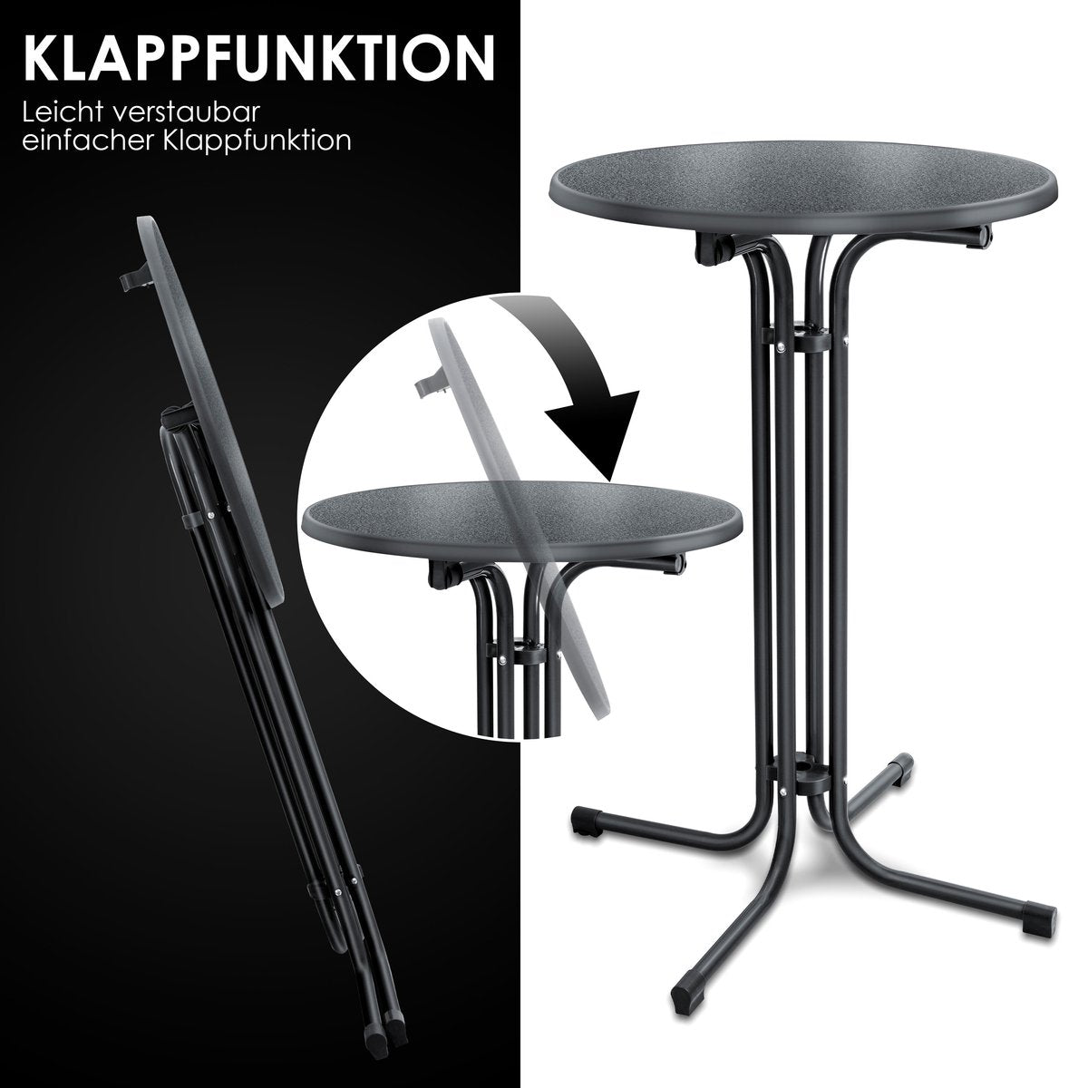KESSER® Bartafel - Bistrotafel - Klaptafel - 110cm - Zwart