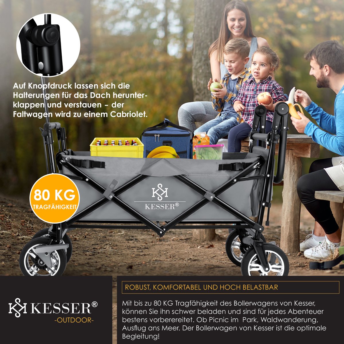 KESSER® Bolderkar - Opvouwbaar - Bolderwagen - Grijs