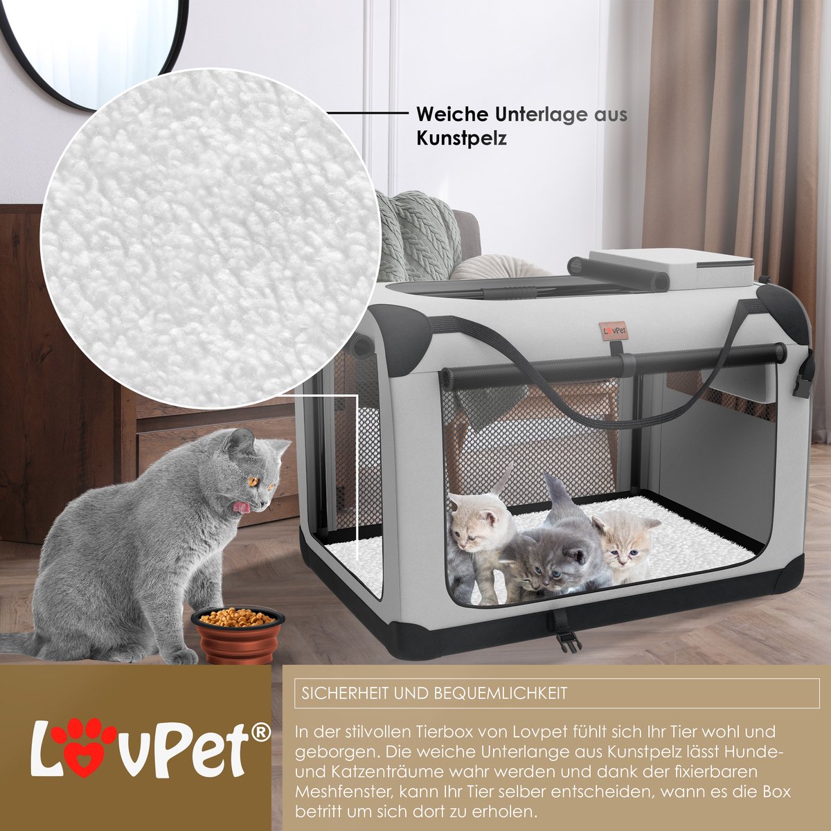 LOVPET® reisBench Hondenbench hondenbox honden transportbox opvouwbaar incl. transportzak hondenbak transportbox voor huisdieren, honden en katten transportbox - XXXL, Lichtgrijs