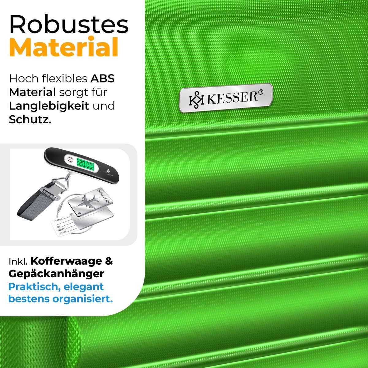 Kofferset - 3 delig - Trolley - Reiskofferset - Groen - KESSER® •