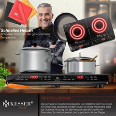Inductie Kookplaat vrijstaand - Elektrische kookplaat - 2 Pits - 2100W - Zwart - KESSER®