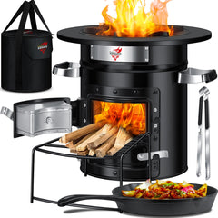 KESSER® Raket Stove - Gietijzer Grillpan - Dutch Oven - RVS - Zwart