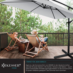 Zweefparasol - Tuinparasol - Parasol 250 cm - Met voet - Met Parasolhoes - Lichtgrijs - KESSER®