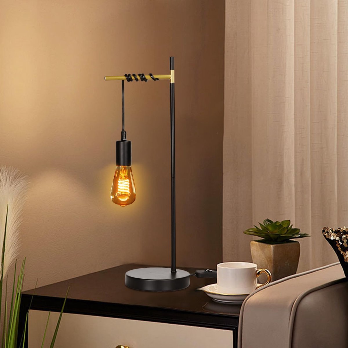 Tafellamp - Bureaulamp - Tafellamp slaapkamer - Zwart - Aigostar