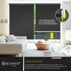 KESSER® Klemluifel - Balkonluifel - Rolgordijn - 100x240cm - Antraciet