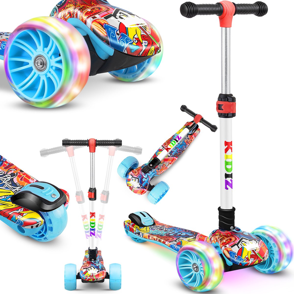 KIDIZ® Kinderstep - Opvouwbaar - Verstelbaar - City Scooter - Graffiti •