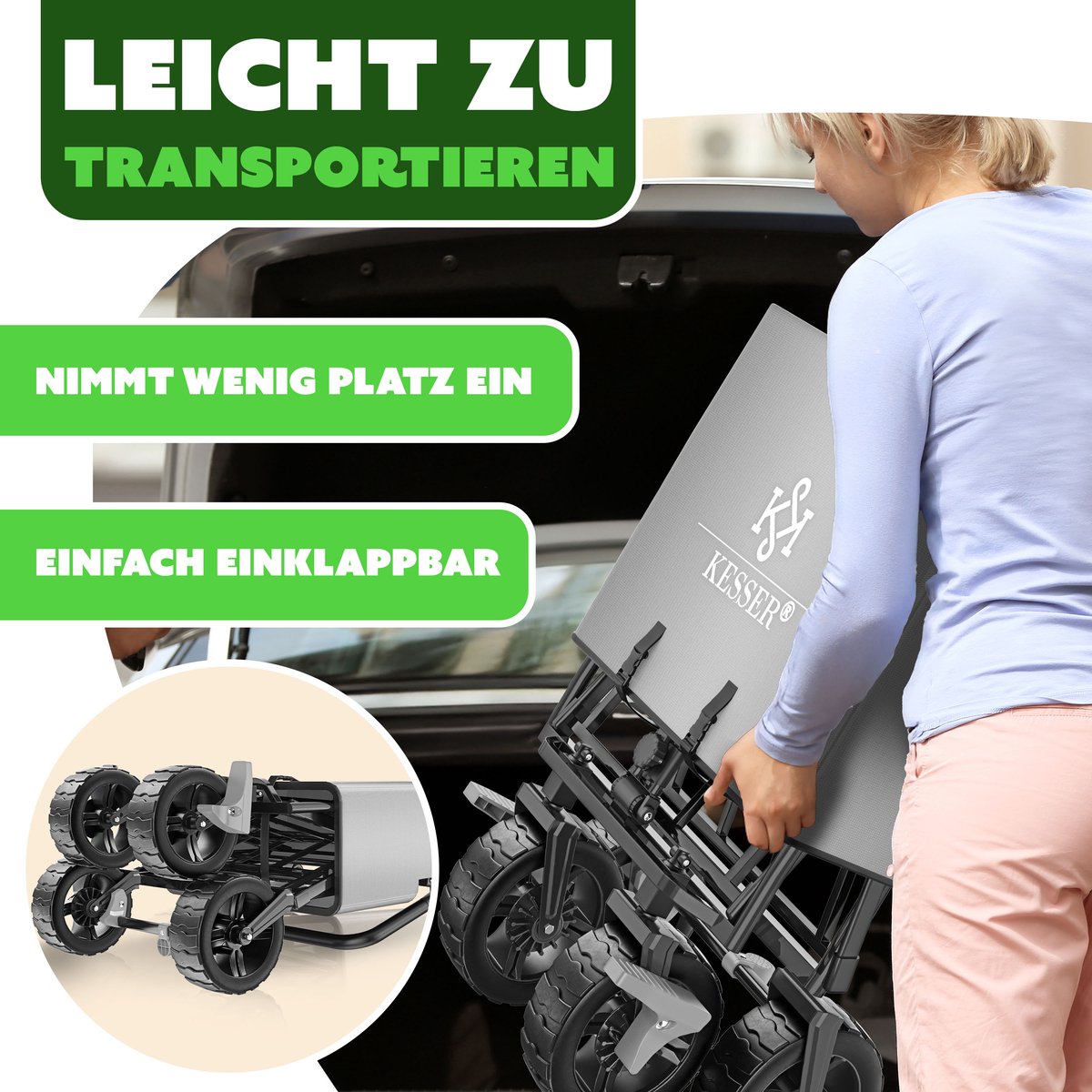 KESSER® Bolderkar - Opvouwbaar - Bolderwagen - Grijs
