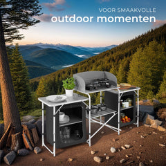Campingkeuken - Kampeerkeuken  - Opvouwbaar - Zwart - Tectake®