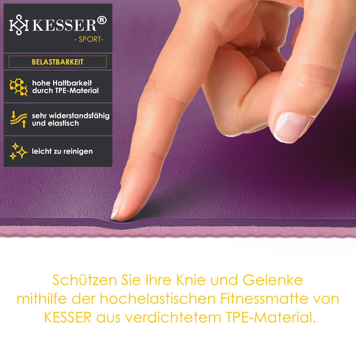 Yoga mat - Fitness mat - Sport mat - Anti slip - Extra dik - Paars
