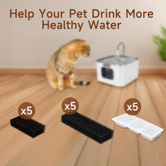 Nobleza Waterfilters voor 4L RVS Drinkfontein - Inclusief 5 Koolstoffilters en 10 Sponsfilters