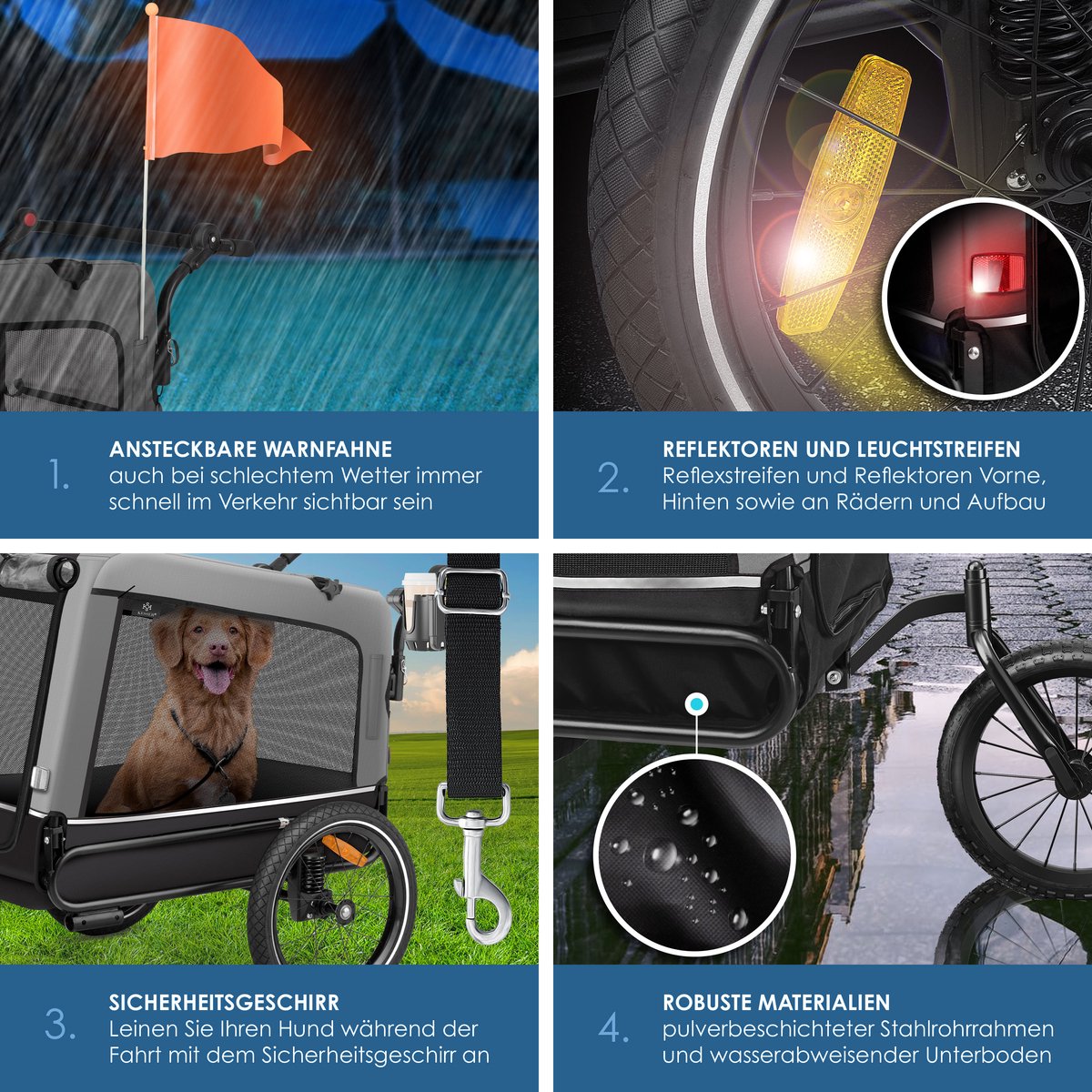 KESSER® Hondenfietskar tot 40 kg 3in1 Hondenbuggy - Fietskar Hond Jogger - Grijs