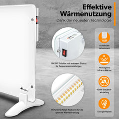 Convectorkachel - Elektrisch - Kachel - Heater - Verwarming - Wit - 1000W - TRESKO