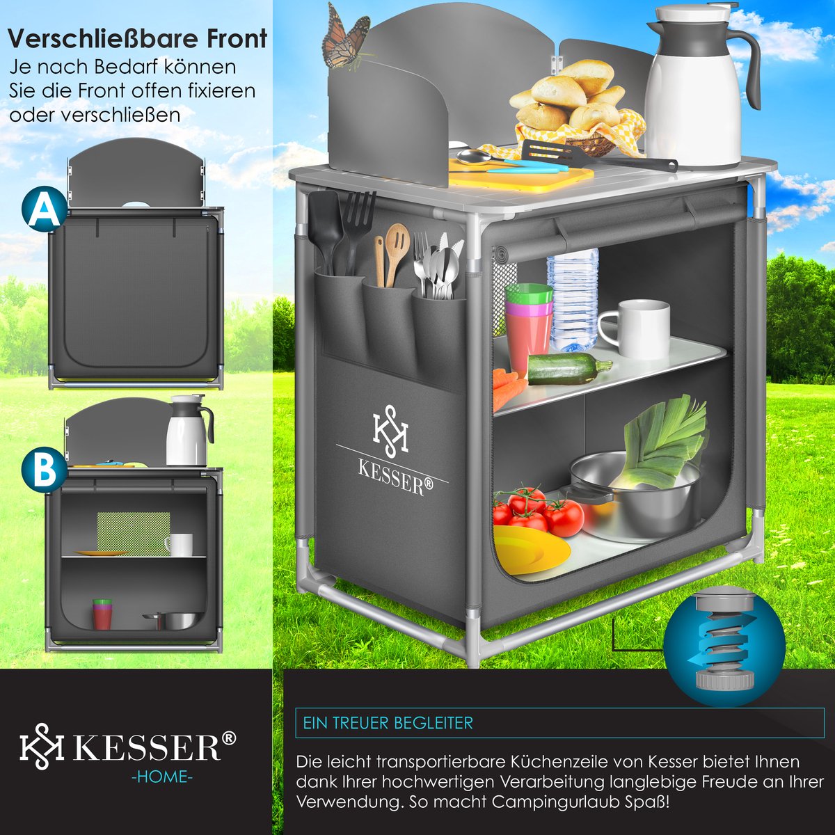 KESSER® Campingkeuken Opvouwbaar - Kampeerkeuken - Grijs