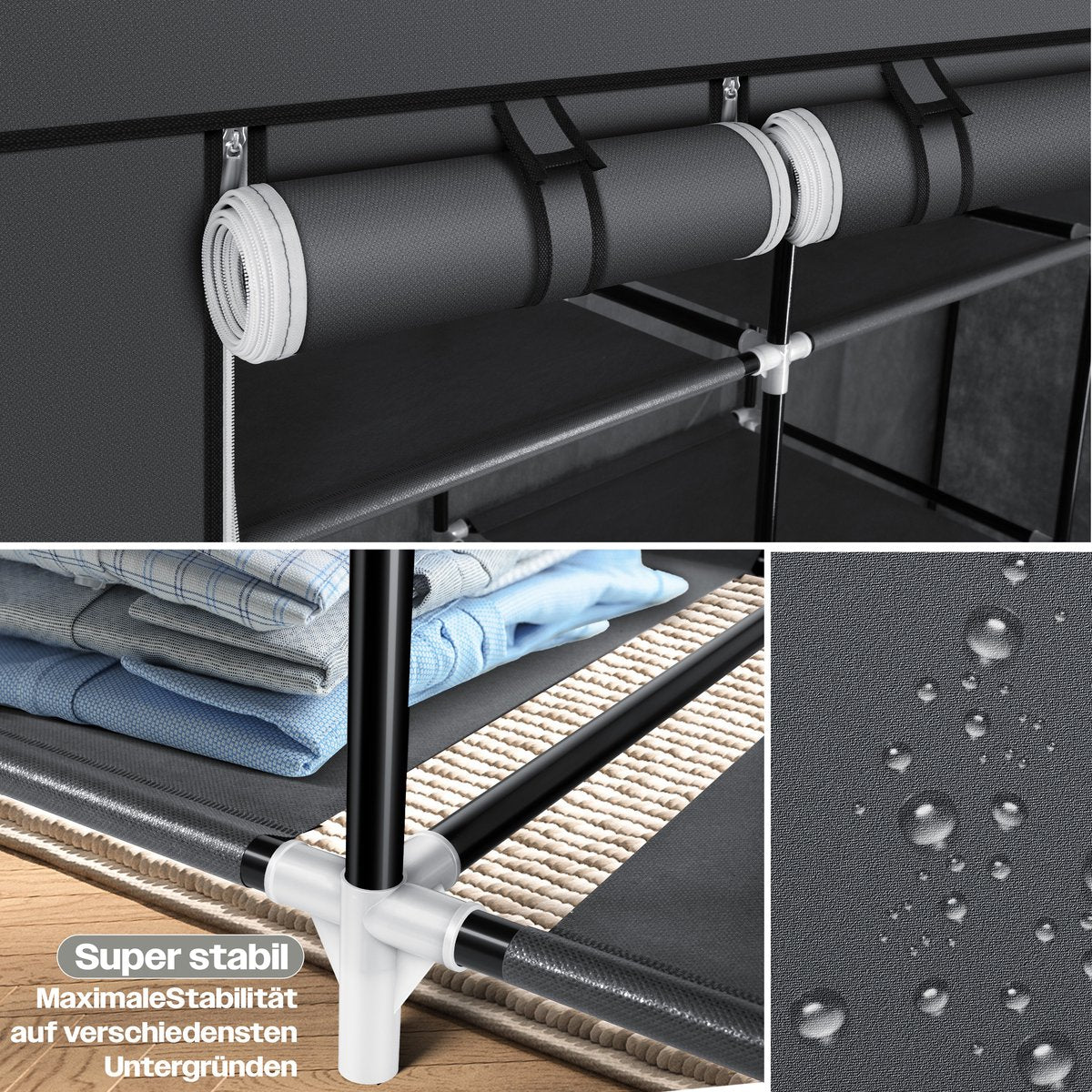 KESSER® Kledingkast - Opvouwbaar - 150x45x175cm - Antraciet