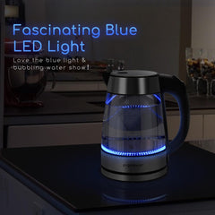 Aigostar Glazen LED Waterkoker - Retro - 1,7L - 2200W - RVS